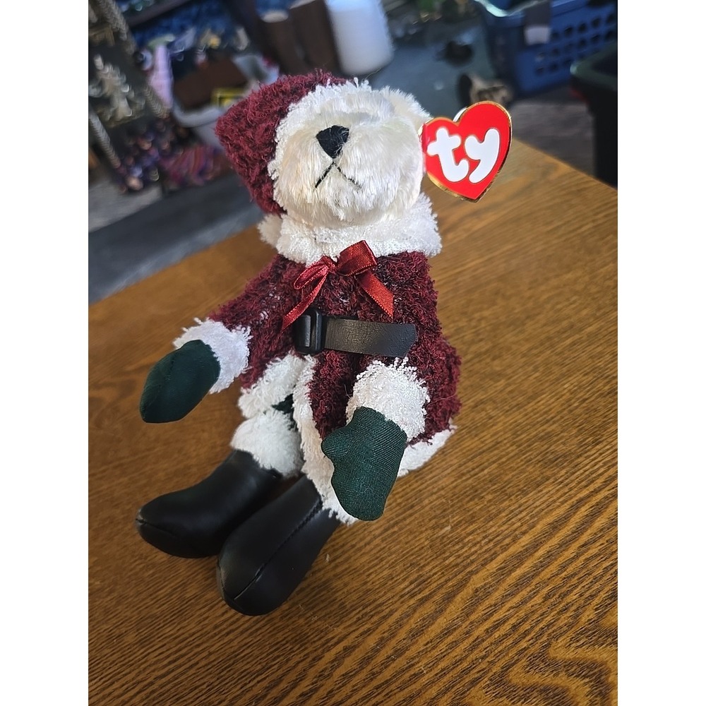 Ty Beanie Baby "Santa Bear" – 2000 – Green Pants & Mittens – Retired w/ Tags